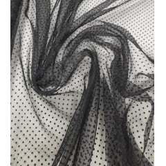 Organza Cristal Preto Dots - Comprimento 1,30 m x Largura 1,50 m