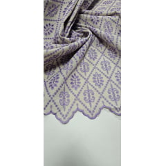 Linho Misto Bordado Imperiale Lavanda - Comprimento 0,80 cm x Largura 1,30 m