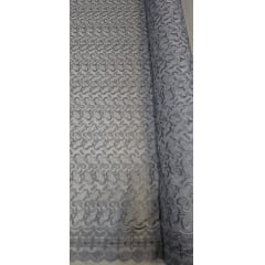 Layse Austríaca Branca  Bordada com Fio Metálico Prata - Comprimento 1 m x Largura 1,30 m