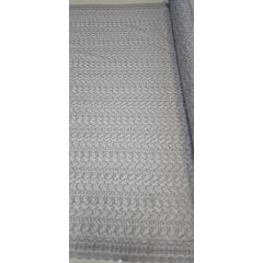 Layse Austríaca Branca  Bordada com Fio Metálico Prata - Comprimento 1 m x Largura 1,30 m