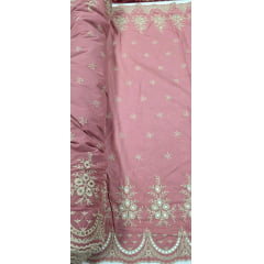 Layse Barrada dos 2 Lados Bicolor Fundo Goiaba e Bordado Kaki     - Comprimento 1 m x Largura 1,35 m