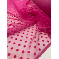 Tule Point Sprit Flocado Pink - Comprimento 0,70 cm x Largura 1,50 m