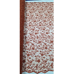 Tule Bordado Festa Terracota - Comprimento 1 m x Largura 1,30 m