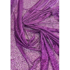 Tule com Glitter Roxo Claro Pesado - Largura 1,40 m x Comprimento 1 m  