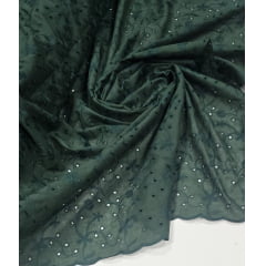 Layse Bordada Verde Folha  Modelo I92   - Comprimento 2 m x Largura 1,35