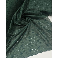 Layse Bordada Verde Folha  Modelo I92   - Comprimento 2 m x Largura 1,35