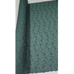 Layse Bordada Verde Folha  Modelo I92   - Comprimento 2 m x Largura 1,35
