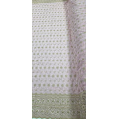 Layse Bordada Bicolor Surat Rosa Bebê com Kaki - Comprimento 1,60 x Largura 1,35 m