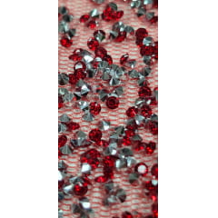 Tule Diamond Degrade Vermelho COM FUROS E CORTE TORTO - Comprimento 0,80 cm x Largura 1,40 m 