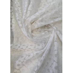 Organza Bordada Flor do Campo Branca  COM SUJEIRA - Comprimento 1 m x Largura 1,40 m