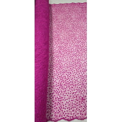 Tule Bordado Nice Mini Flores Pink  - Comprimento 1 m x Largura 1,30 m