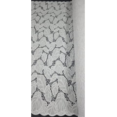 Layse Richelieu Branca Folhagens I37   - Comprimento 0,80 cm x Largura 1,30 m