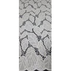 Layse Richelieu Branca Folhagens I37   - Comprimento 0,80 cm x Largura 1,30 m