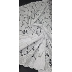 Layse Richelieu Branca Folhagens I37   - Comprimento 0,80 cm x Largura 1,30 m