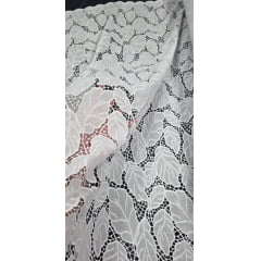 Layse Richelieu Branca Folhagens I37   - Comprimento 0,80 cm x Largura 1,30 m