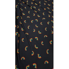 Viscose Premium Baw Arco-íris Fundo Preto - Comprimento 0,80 cm x Largura 1,40 m 