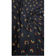 Viscose Premium Baw Arco-íris Fundo Preto - Comprimento 0,80 cm x Largura 1,40 m 