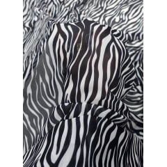 Mousseline Toque de Seda Digital Estampada Animal Print Zebra - Comprimento 1,70 m x Largura 1,47  m