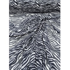 Mousseline Toque de Seda Digital Estampada Animal Print Zebra - Comprimento 1,70 m x Largura 1,47  m