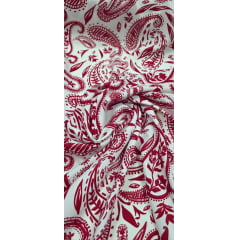 Crepe Duna Sarjado Digital Cachemire Vermelho - Comprimento 0,80 cm x Largura 1,45 m