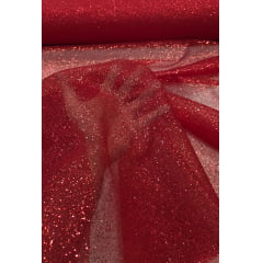 Organza com Glitter Vermelho - Comprimento 1 m x Largura 1,50 m