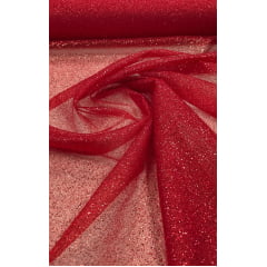Organza com Glitter Vermelho - Comprimento 1 m x Largura 1,50 m