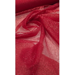 Organza com Glitter Vermelho - Comprimento 1 m x Largura 1,50 m