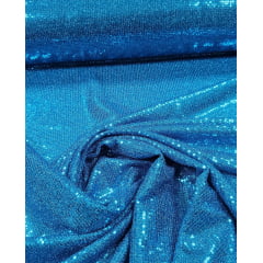 Lurex Bordado com Paetês Azul Turquesa - Comprimento 1 m x Largura 1,48 m