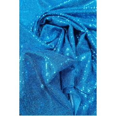 Lurex Bordado com Paetês Azul Turquesa - Comprimento 1 m x Largura 1,48 m