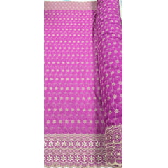 Layse Bordada Bicolor Surat Fucsia com Kaki   - Comprimento 1,30 m x Largura 1,35 m -