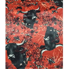 Cetim Estampado Digital Iansã Búfalos - Comprimento 1,50 m x Largura 1,47 m  