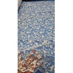 Tule Bordado Festa Branco COM FURO - Comprimento 1 m x Largura 1,30 m 