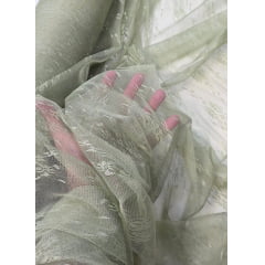 Tule Jacquard Verde Militar - Comprimento 1 m x Largura 1,50 m