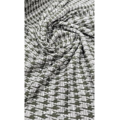 Malha Tweed Pied Poulle Verde Oliva - Comprimento 0,50 cm x Largura 1,70 m