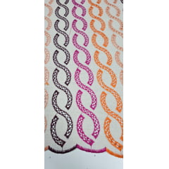 Linho Trovata Bordado Infinity Tons Laranja e Pink COMRASGO NA BORDA - Comprimento 0,50 cm x Largura