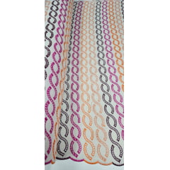 Linho Trovata Bordado Infinity Tons Laranja e Pink COMRASGO NA BORDA - Comprimento 0,50 cm x Largura