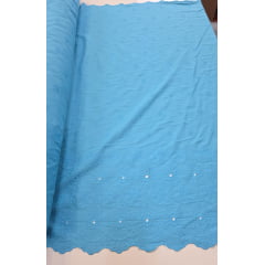 Layse em Linho Trovata Barrado Azul Turquesa ST100 - Comprimento 1 m x Largura 1,30 m