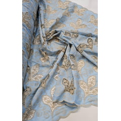 Layse Richelieu Bicolor African Azul e Kaki - Comprimento 0,90 cm x Largura 1,30 m Layse Richelieu Bicolor African Azul e Kaki - Comprimento 0,90 cm x Largura 1,30 m
