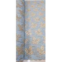 Layse Richelieu Bicolor African Azul e Kaki - Comprimento 0,90 cm x Largura 1,30 m