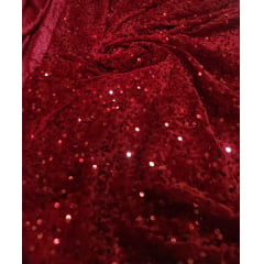 Veludo Cristal Bordado Bordô - COMPRIMENTO 1 M X largura 1,50 M
