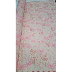 Cambraia Bordada Praia Vermelho com Pink Modelo 02 - Comprimento 0,60 cm x largura 1,35 m