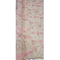 Cambraia Bordada Praia Vermelho com Pink Modelo 02 - Comprimento 0,60 cm x largura 1,35 m Cambraia Bordada Praia Vermelho com Pink Modelo 02 - Comprimento 0,60 cm x largura 1,35 m