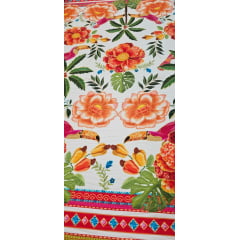 Viscose Estampada Digital Fundo Creme M0066 - Comprimento 1,90 m x Largura 1,45 m