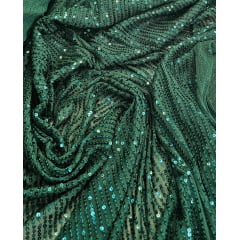 Paetê Bordado Glamour com Elastano Verde Folha - Comprimento 1,50 m x Largura 140 m