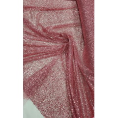 Tule com Glitter Rosê Escuro Pesado - Comprimento 0,50 cm x Largura 1,40 m Tule com Glitter Rosê Escuro Pesado - Comprimento 0,50 cm x Largura 1,40 m