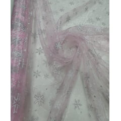 Organza Rosa Bebê Frozen com Glitter COM FURO - Comprimento 2 m x Largura 1,50 m Organza Rosa Bebê Frozen com Glitter COM FURO - Comprimento 2 m x Largura 1,50 m