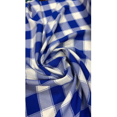 Oxford Fio Tinto Xadrez Piquenique Azul Royal COM SUJEIRA - Comprimento 0,60 cm x Largura 1,47 m