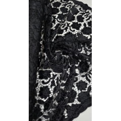 Renda Guipir Aveludada Preto Modelo ST01  - Comprimento 0,70 cm x Largura 1,40 m   