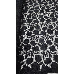 Renda Guipir Aveludada Preto Modelo ST01  - Comprimento 0,70 cm x Largura 1,40 m   