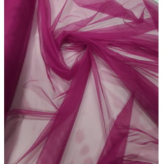 Tule Fucsia com Elastano 1,60m de Largura COM FIO PUXADO- Comprimento 1 m x Largura 1,60 m